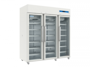 Refrigerador de farmacia Meling YC-1505L con doble puerta de vidrio e interior en acero inoxidable