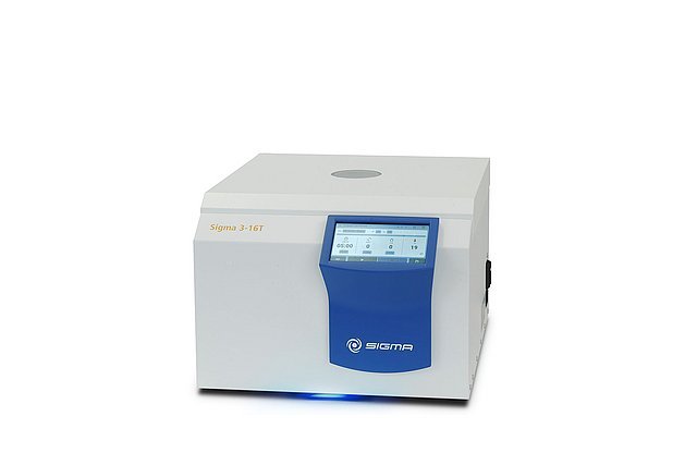 Centrífuga de sobremesa no refrigerada Sigma 3-16T con la tapa cerrada