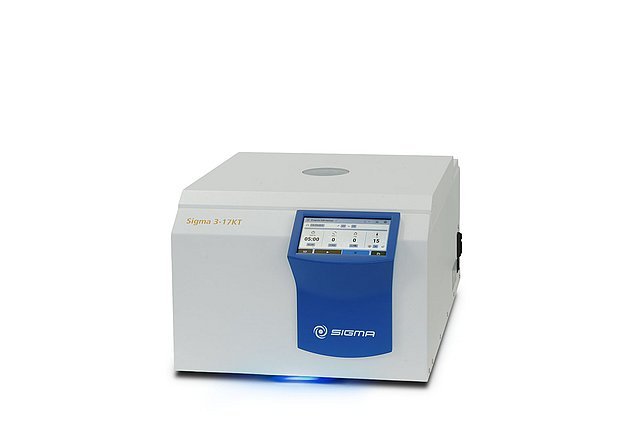 Centrífuga de sobremesa refrigerada Sigma 3-17KT con la tapa cerrada