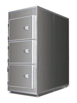 Cámara mortuoria refrigerada 3 cuerpos 3 puertas Fiocchetti visto de frente