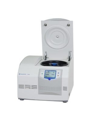 Centrífuga de alta velocidad refrigerada y calefactable Sigma 3-30KHS con la tapa abierta Centrífuga de alta velocidad refrigerada y calefactable Sigma 3-30KHS con la tapa abierta