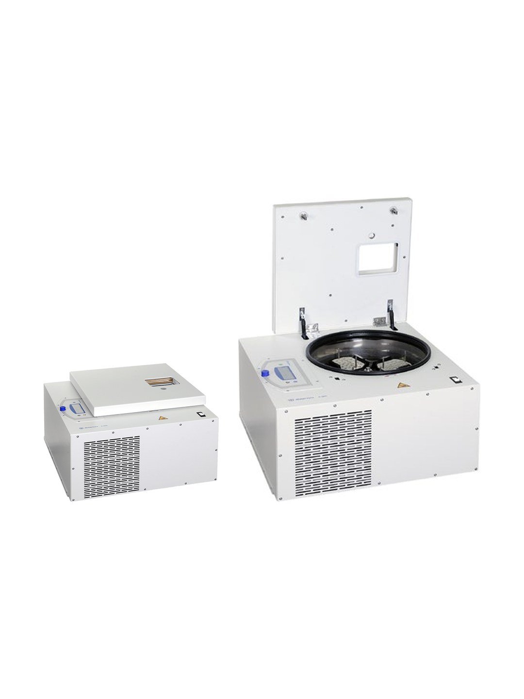 Centrífuga refrigerada para automatización Sigma 4-5KRL, vistas cerrada y abierta