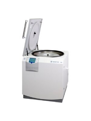 Centrífuga de piso refrigerada Sigma 8KS con la tapa abierta