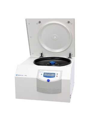 Centrífuga refrigerada de gran volumen Sigma 4-5KL con la tapa abierta