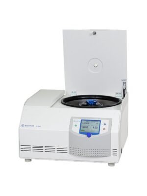 Centrífuga de sobremesa refrigerada Sigma 3-18KS con la tapa abierta