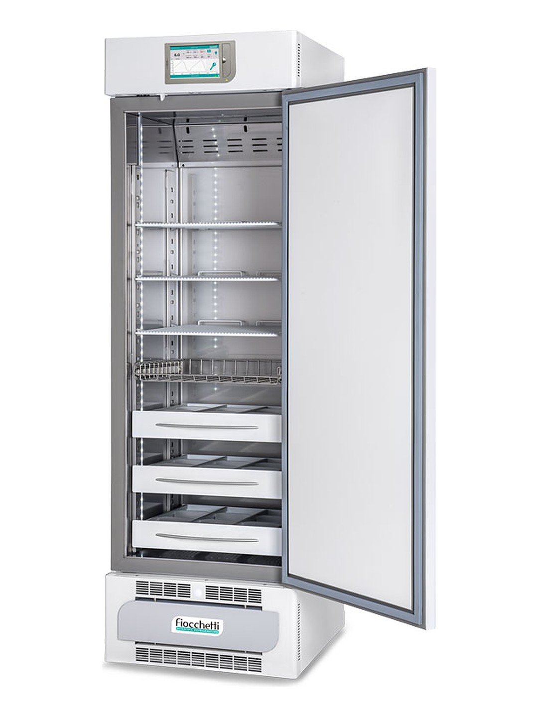 Congelador de laboratorio -20°C Fiocchetti FREEZER 400 con la puerta abierta