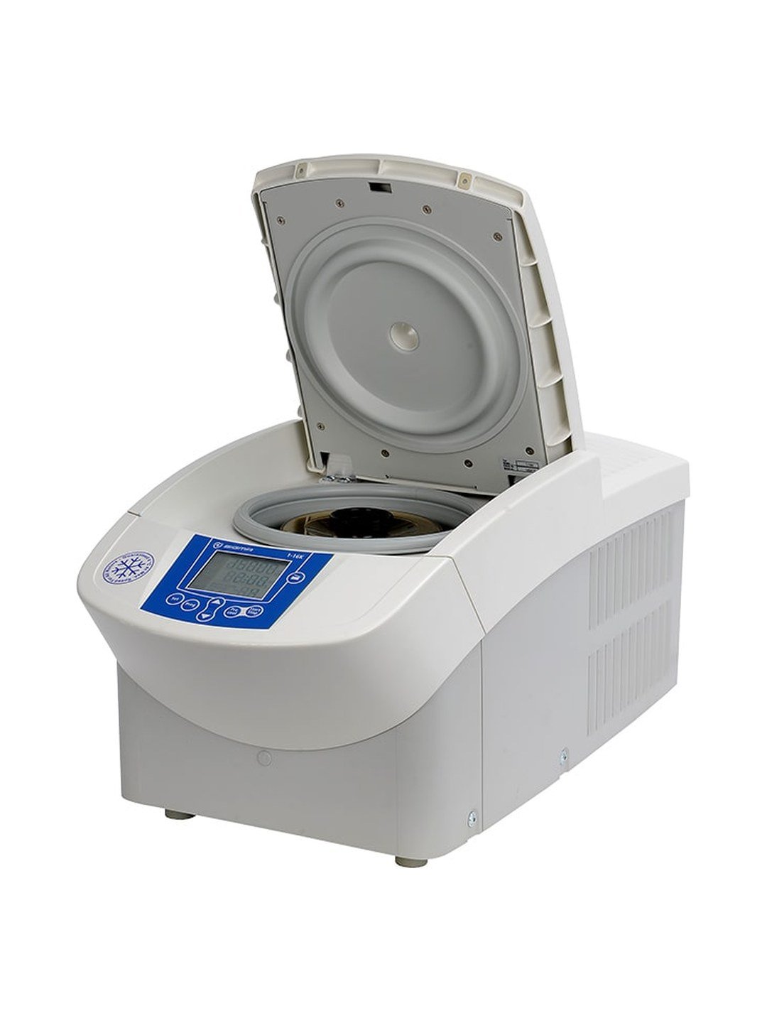 Microcentrífuga refrigerada Sigma 1-16K con la tapa abierta