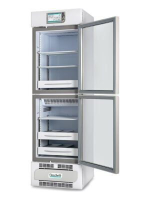 Refrigerador mixto +5°C/-20°C Fiocchetti VISION 2T 400 con las puertas abiertas