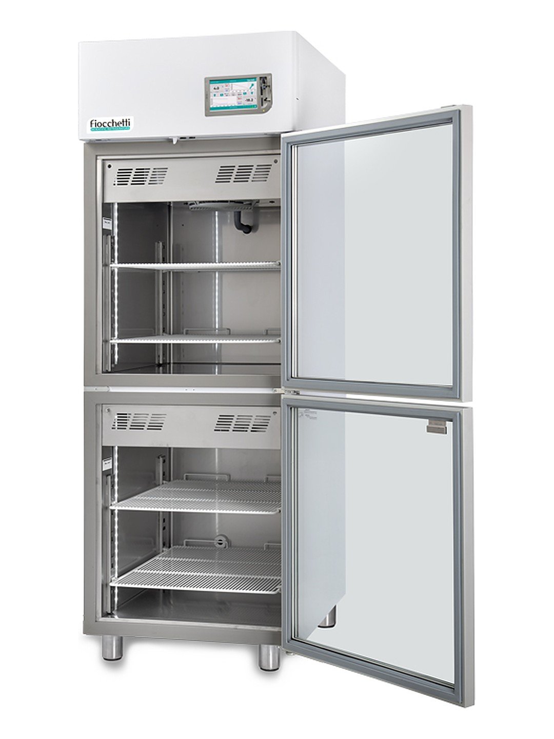 Refrigerador mixto +5°C/-20°C Fiocchetti VISION 2T 700 con las puertas abiertas