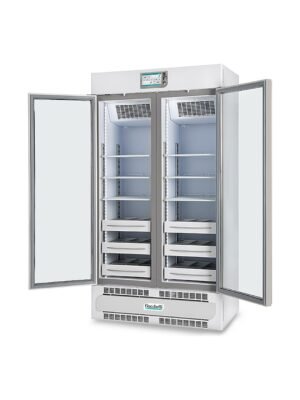 Refrigerador de doble temperatura Fiocchetti MEDIKA 2T 600 con las puertas abiertas Refrigerador de doble temperatura Fiocchetti MEDIKA 2T 600 con las puertas abiertas