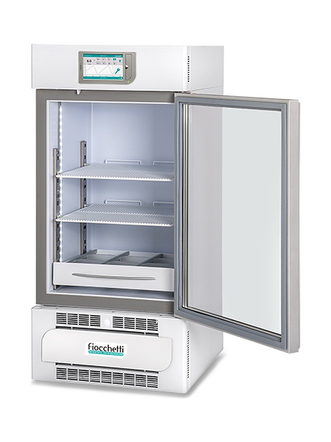 Refrigerador de farmacia Fiocchetti MEDIKA 170 con la puerta abierta