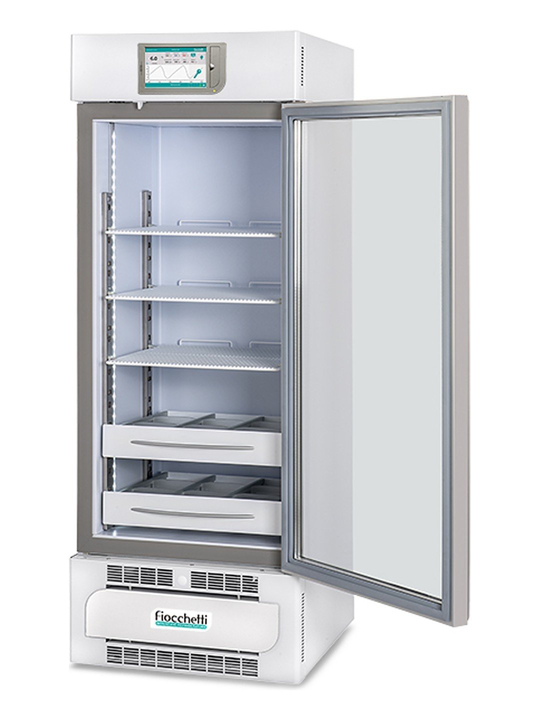 Refrigerador de farmacia Fiocchetti MEDIKA 250 con la puerta abierta