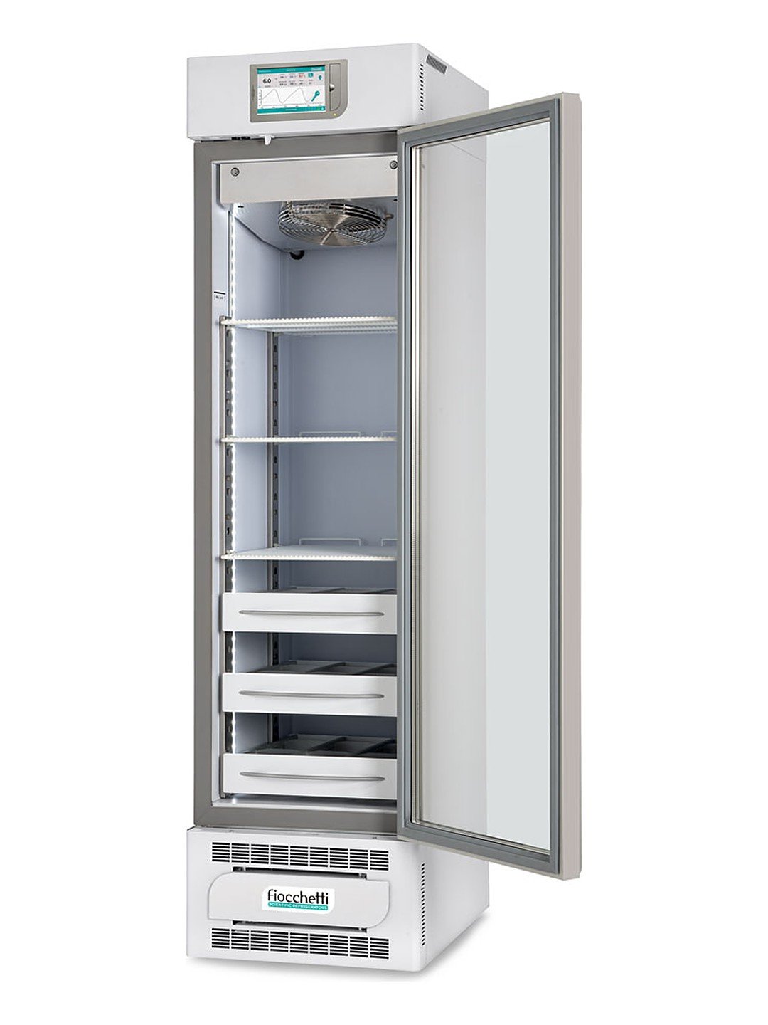 Refrigerador de farmacia Fiocchetti MEDIKA 300 con la puerta abierta