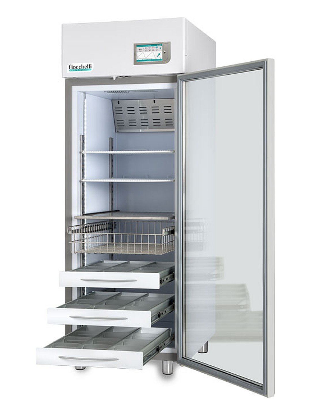 Refrigerador de farmacia Fiocchetti MEDIKA 700 con cajones de aluminio y cesta de acero inoxidable
