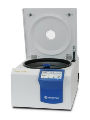Centrífuga refrigerada Sigma 3-18KT con la tapa abierta