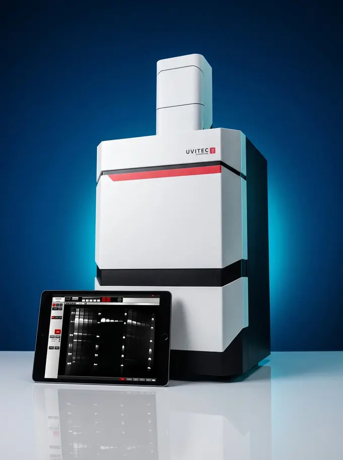 Sistema de quimioluminiscencia Uvitec Alliance Q9 Advanced con su tableta