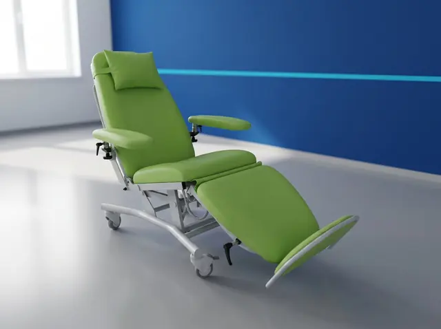 Sillón de donación LMB Donor Lounge Comfort II, vacío y listo para usar en una sala de donación